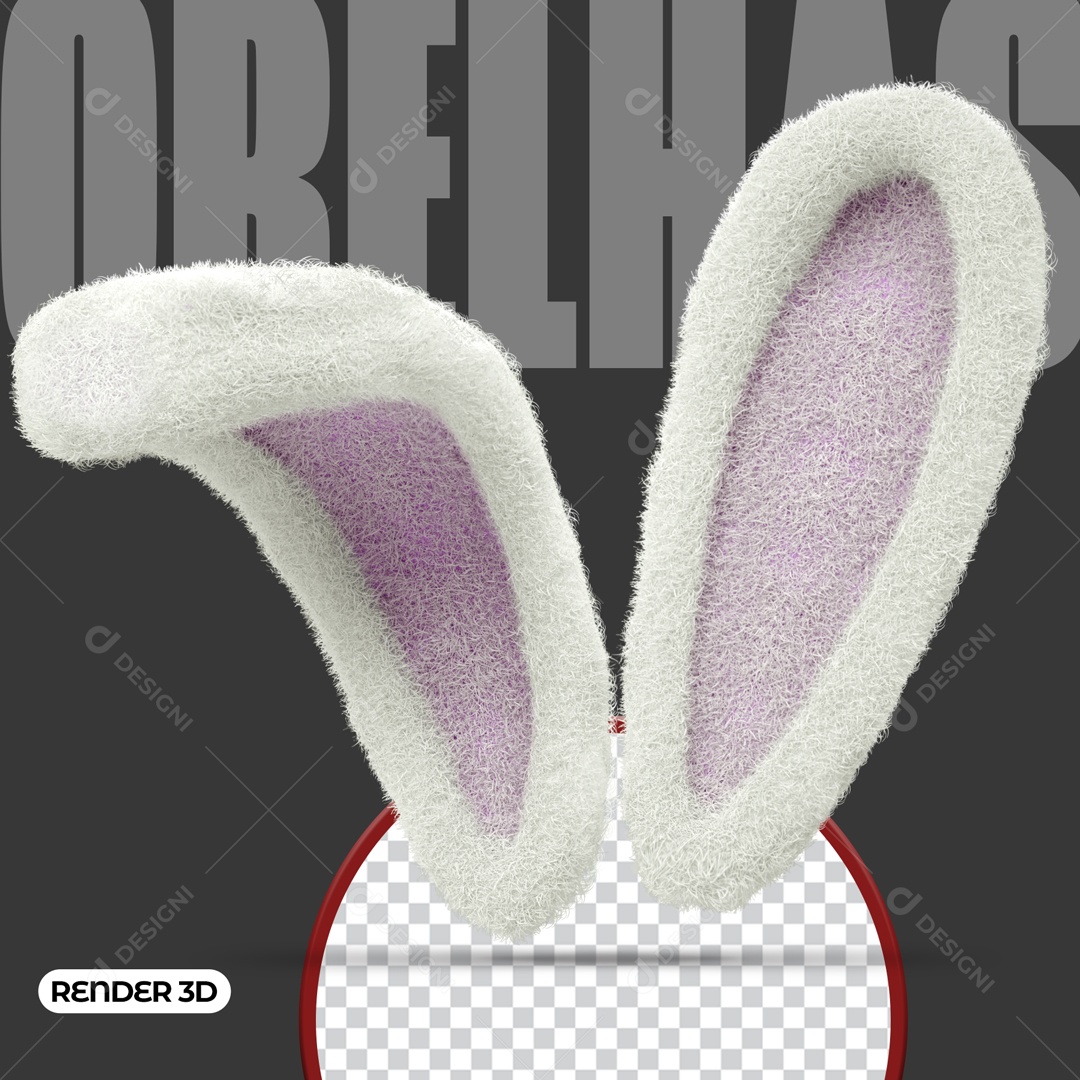 Orelhas De Coelho Elemento 3D De Páscoa Para Composição PSD