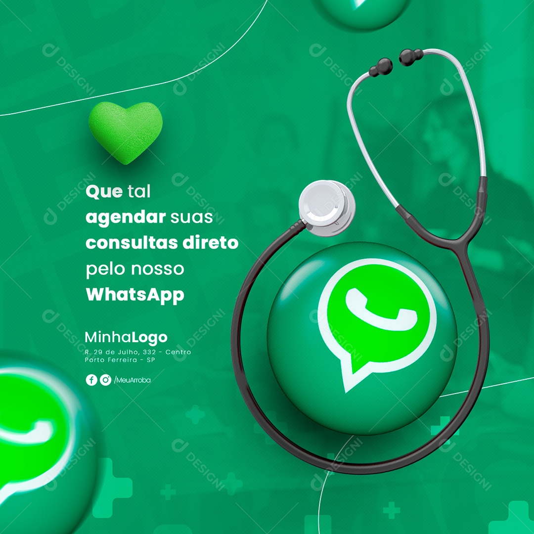 Que Tal Agendar Suas Consultas Direto Pelo Nosso Whatsapp Social Media PSD Editável