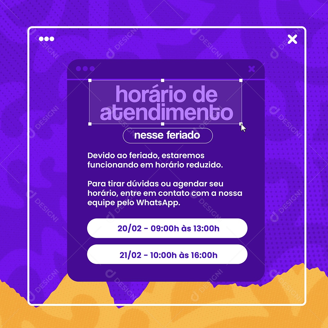 Horário de Atendimento Social Media PSD Editável