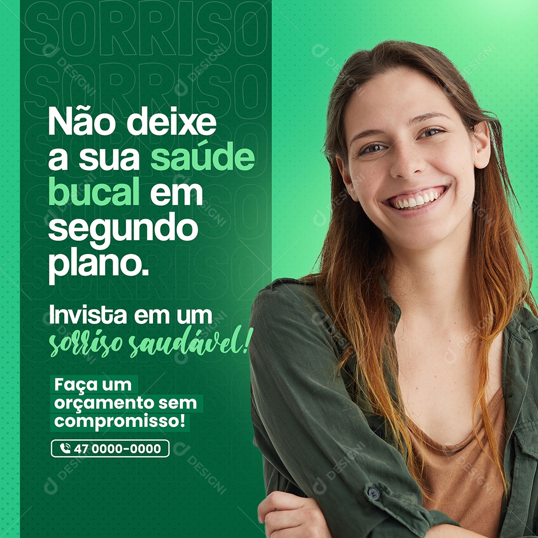 Não Deixe a Sua Saúde Bucal em Segundo Plano Social Media PSD Editável