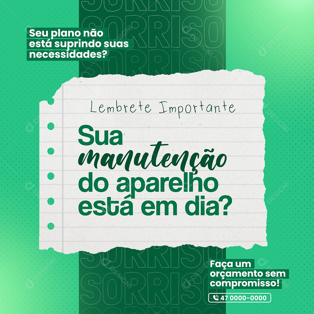Sua Manutenção do Aparelho Está em Dia? Social Media PSD Editável