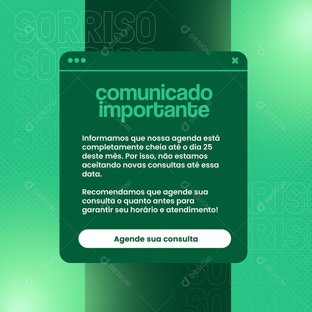 Comunicado Importante Dentista Social Media PSD Editável