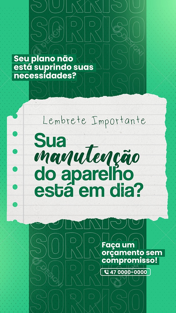 Story Sua Manutenção do Aparelho Está em Dia? Social Media PSD Editável
