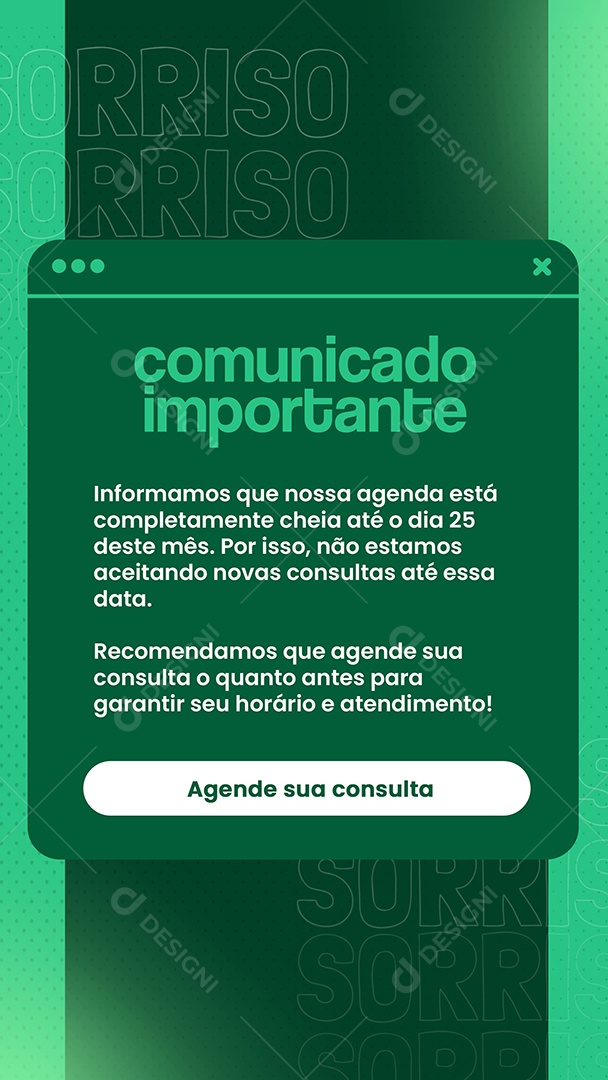 Story Comunicado Importante Dentista Social Media PSD Editável