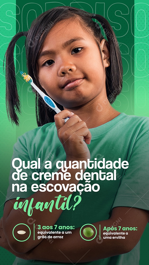 Story Qual a Quantidade de Creme Dental na Escovação Social Media PSD Editável