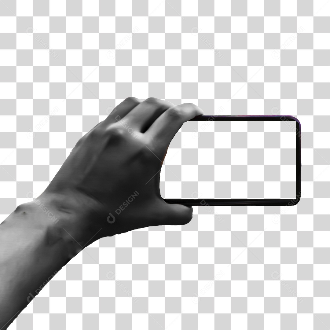Mão segurando celular com tela em PNG Transparente