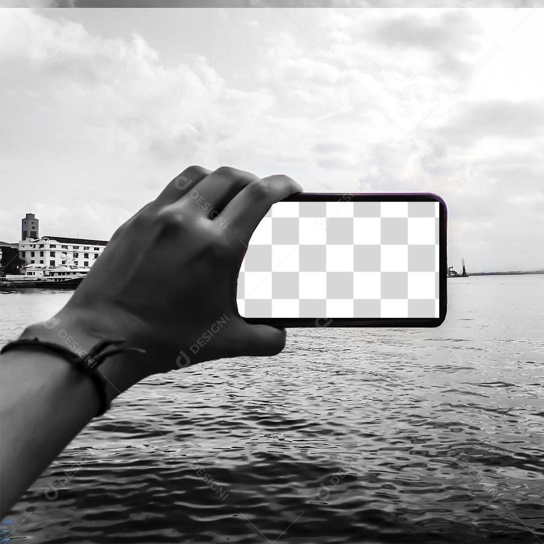 Mão segurando um celular tela em PNG Transparente