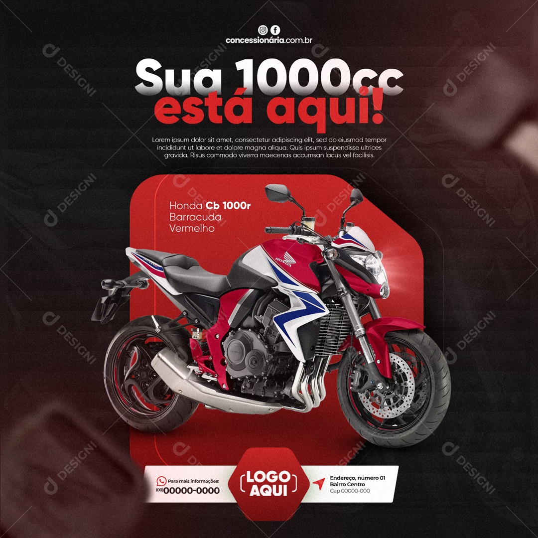 Sua 1000 cc Está Aqui Concessionária Social Media PSD Editável