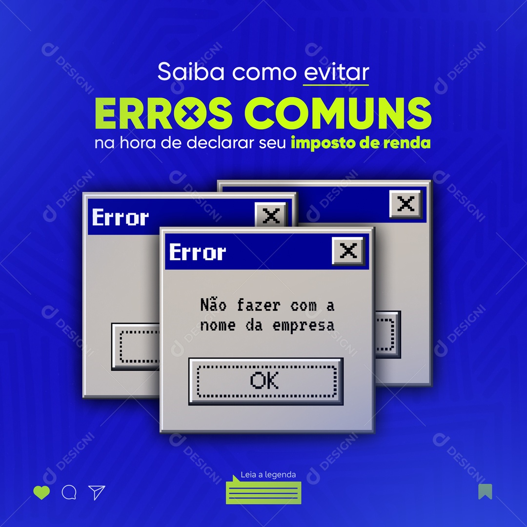Saiba Como Evitar Erros Comuns Na Hora De Declarar Seu Imposto De Renda Contabilidade Social Media PSD Editável