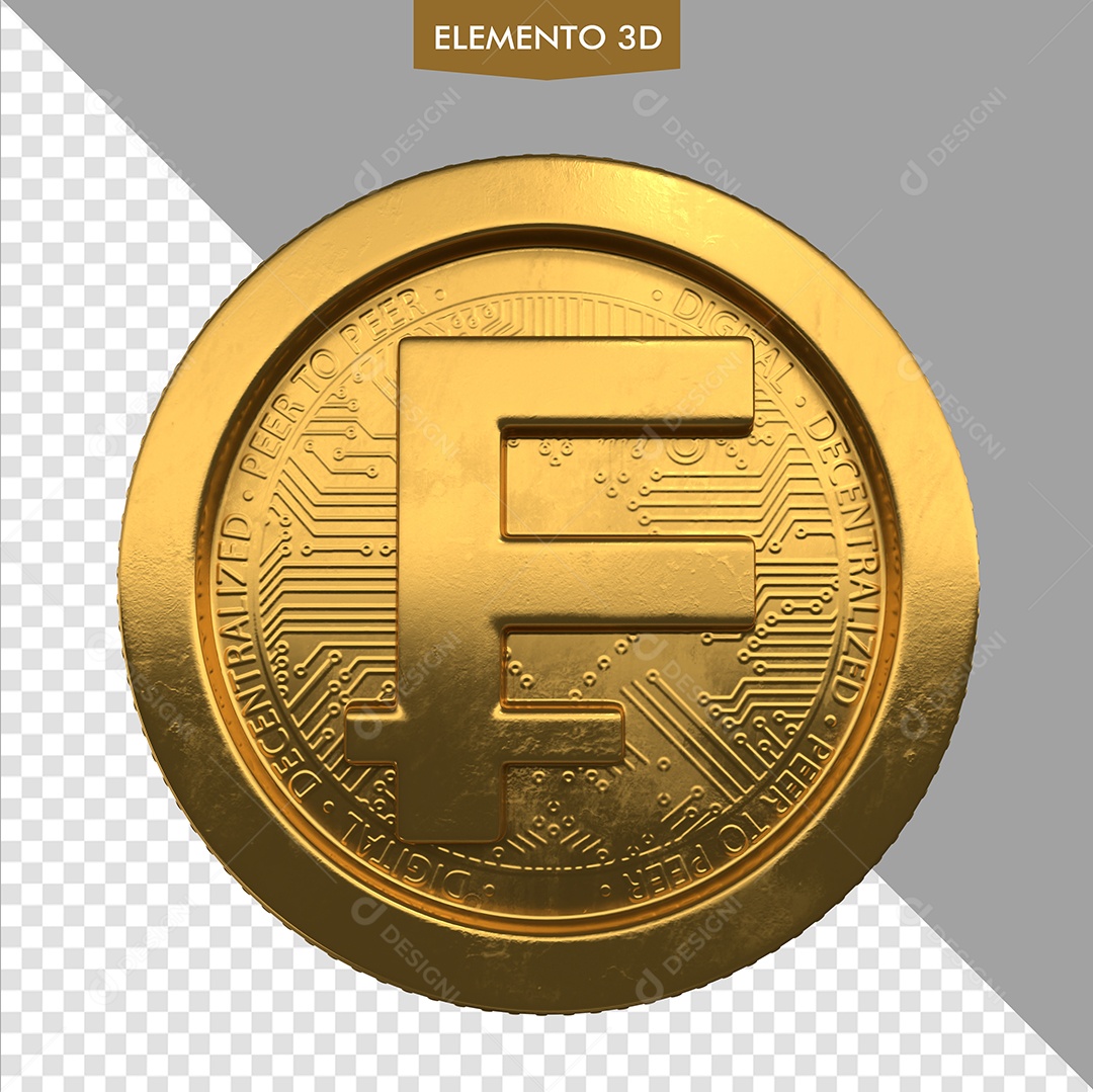 Moeda Franco De Ouro Elemento 3D Para Composição PSD