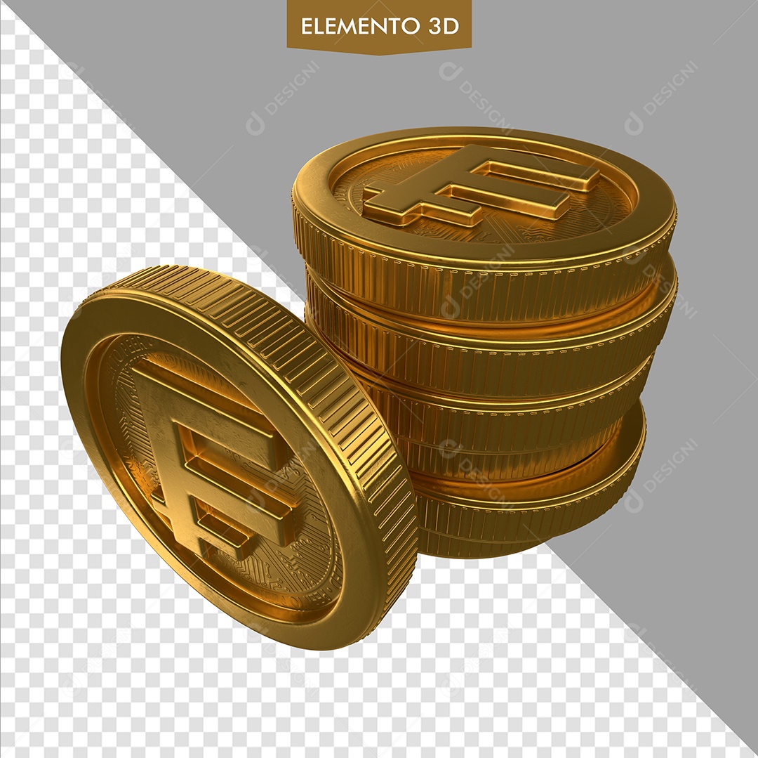 Moedas Franco De Ouro Elemento 3D Para Composição PSD