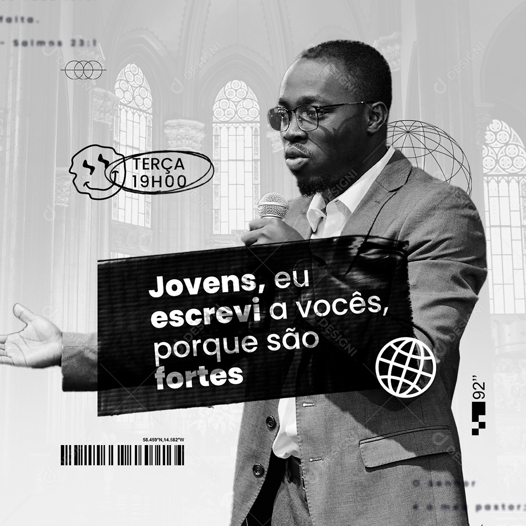 Jovens Eu Escrevi A Vocês Porque São Fortes Gospel Social Media PSD Editável