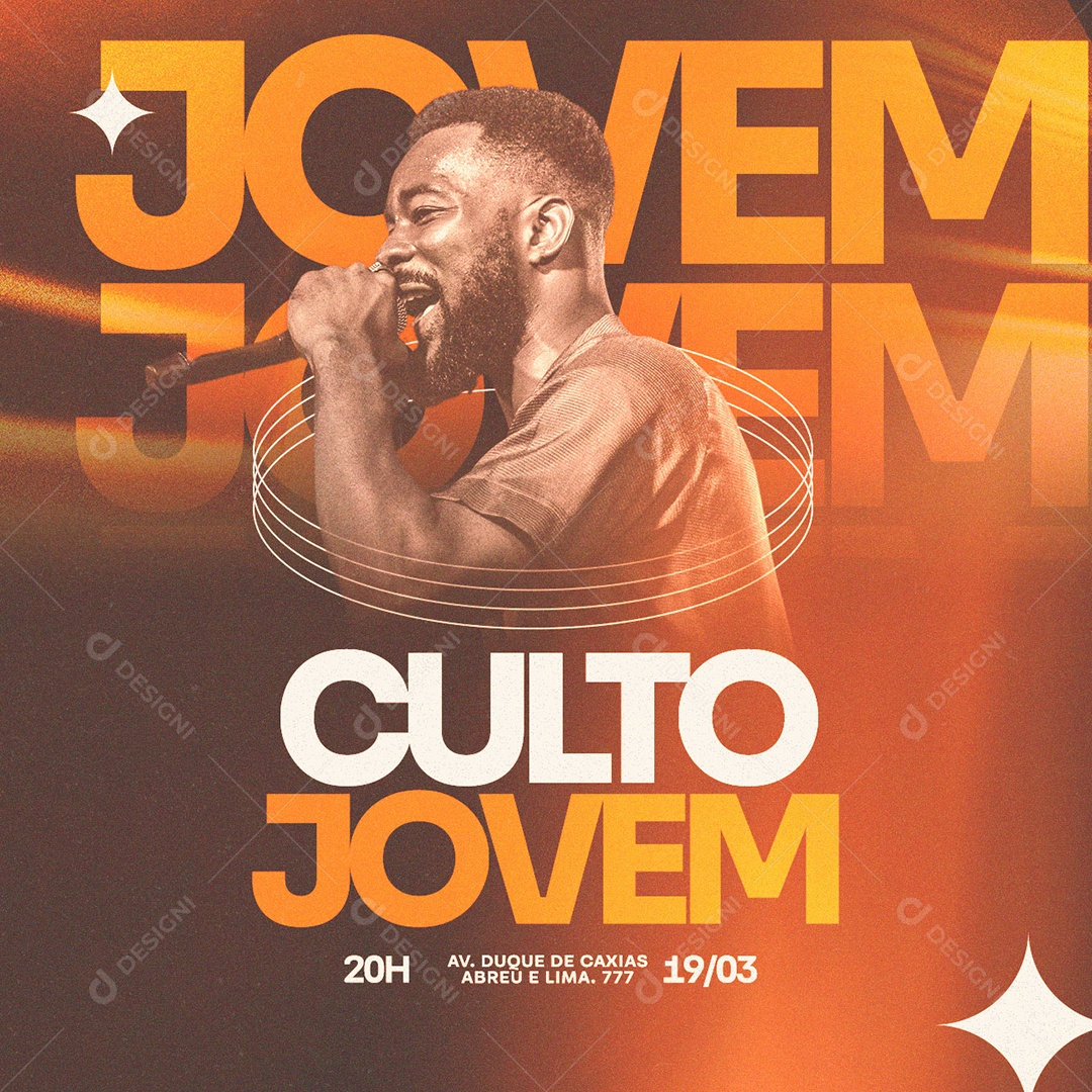 Culto Jovem Igreja Gospel Social Media PSD Editável