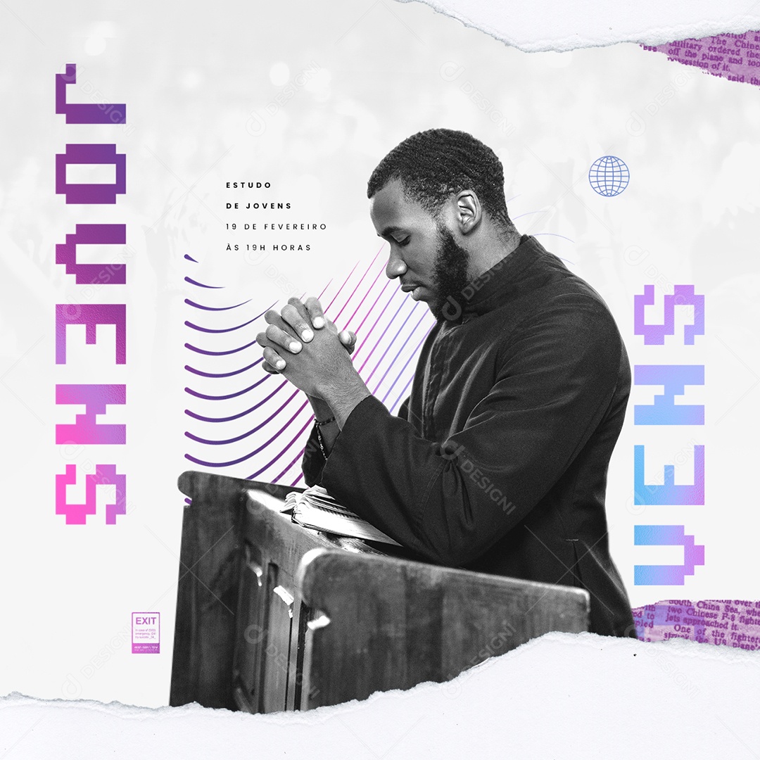 Estudo de Jovens Flyer Gospel Social Media PSD Editável