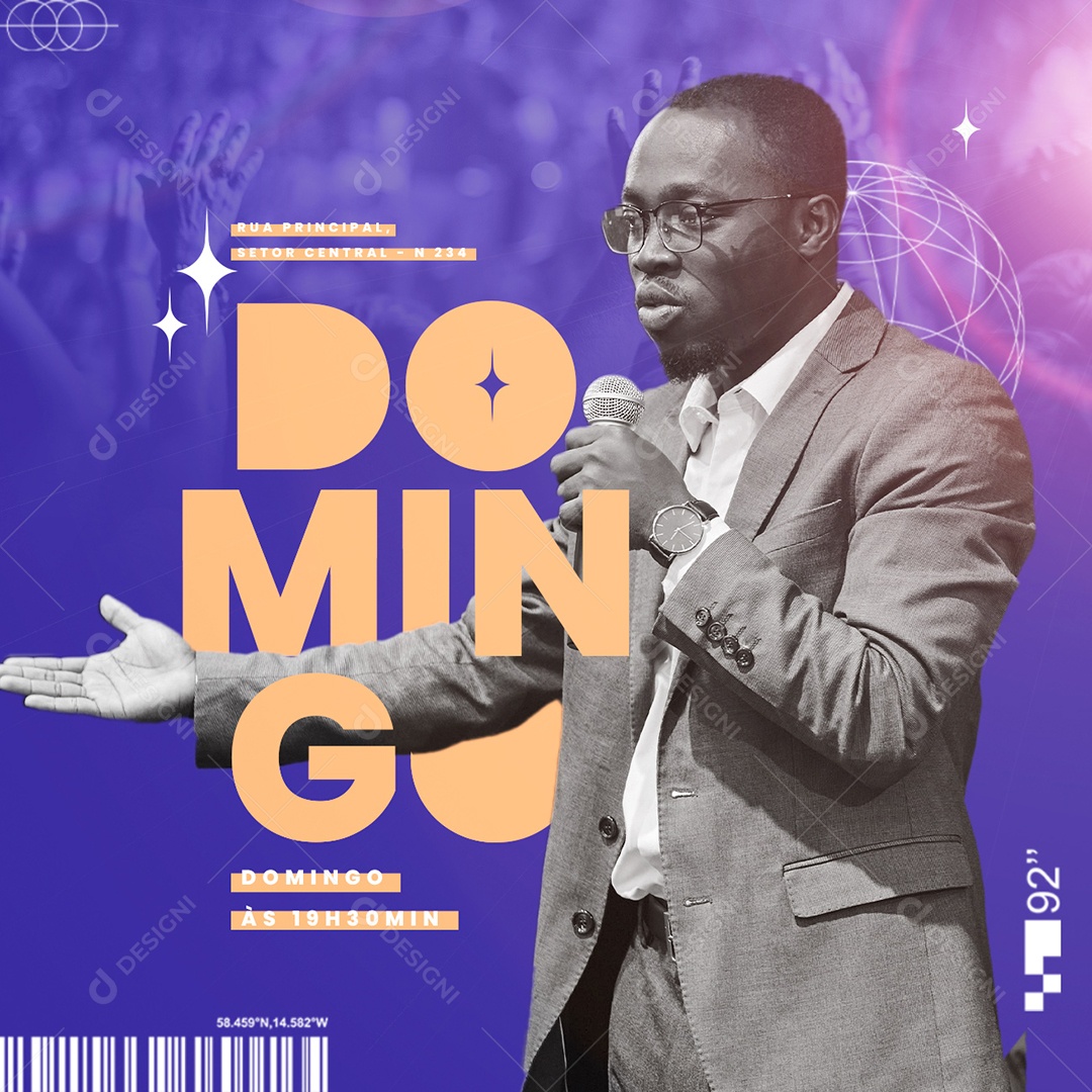 Culto Domingo Às 19H30 Gospel Social Media PSD Editável