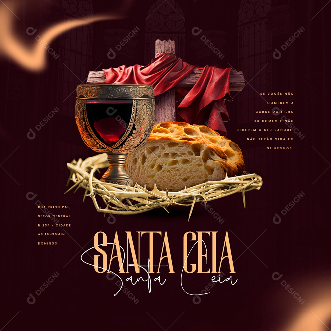 Se Vocês Não Comerem A Carne Do Filho Do Homem Santa Ceia Gospel Social Media PSD Editável