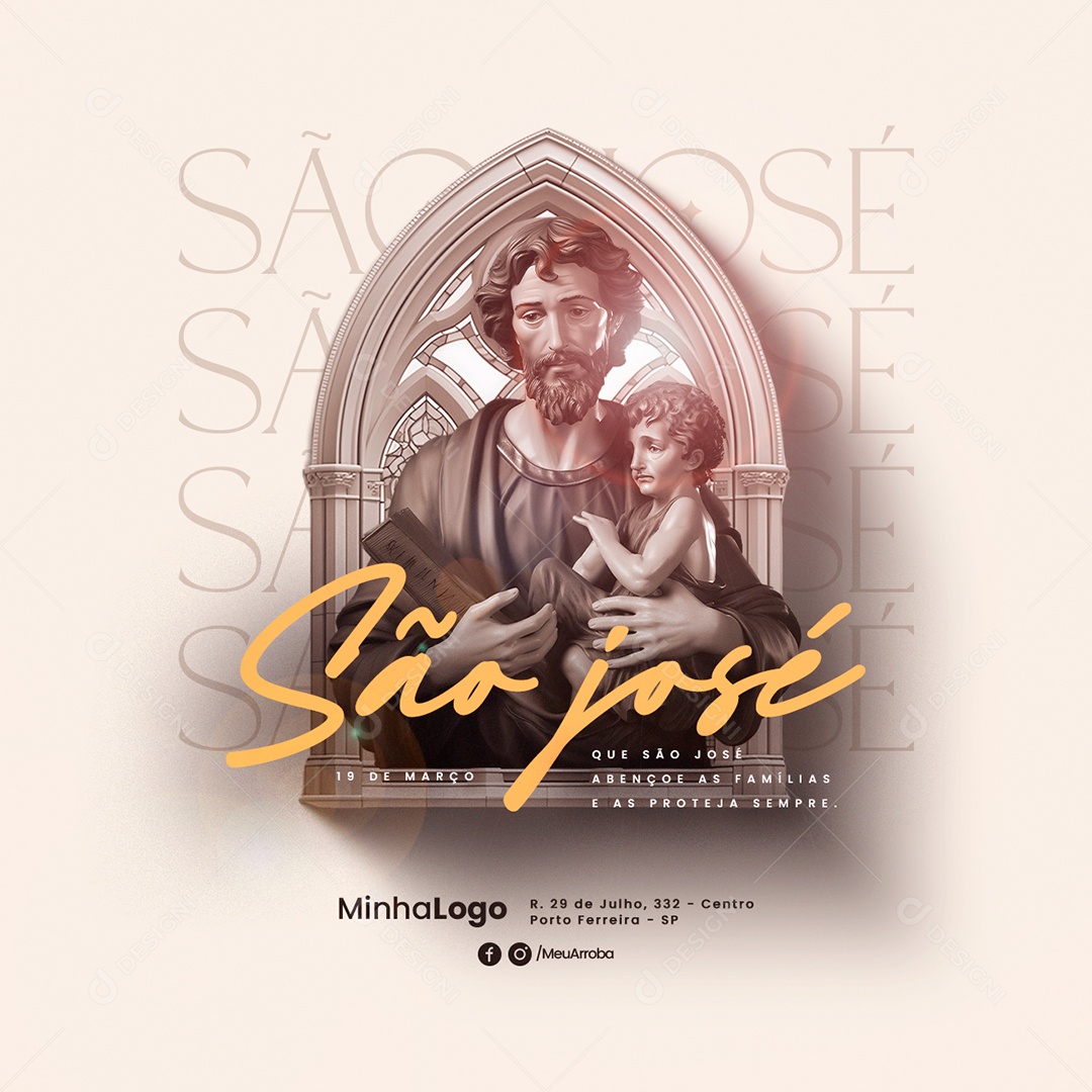 Que São José Abençoe As Famílias E As Proteja Sempre Dia de São José Social Media PSD Editável