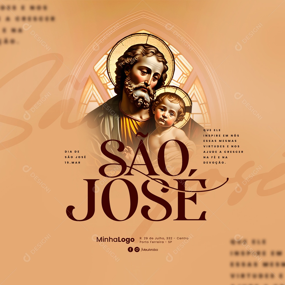 Que Ele Insipire Em Nós Essas Mesmas Virtudes Dia de São José Social Media PSD Editável
