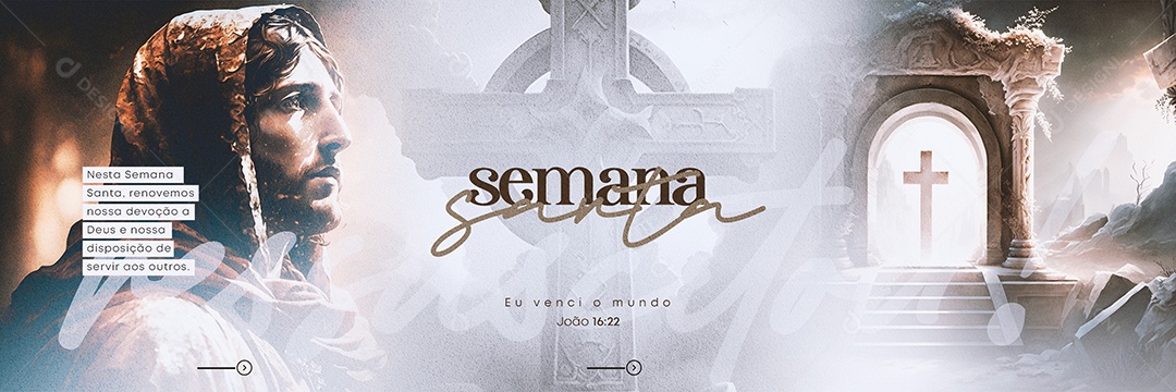 Eu Venci O Mundo João 16:22 Carrossel Semana Santa Social Media PSD Editável