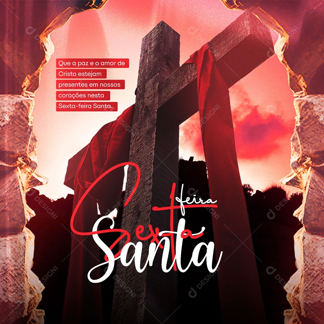 Que A Paz E O Amor De Cristo Estejam Presentes Em Nossos Corações Sexta Feira Santa Social Media PSD Editável