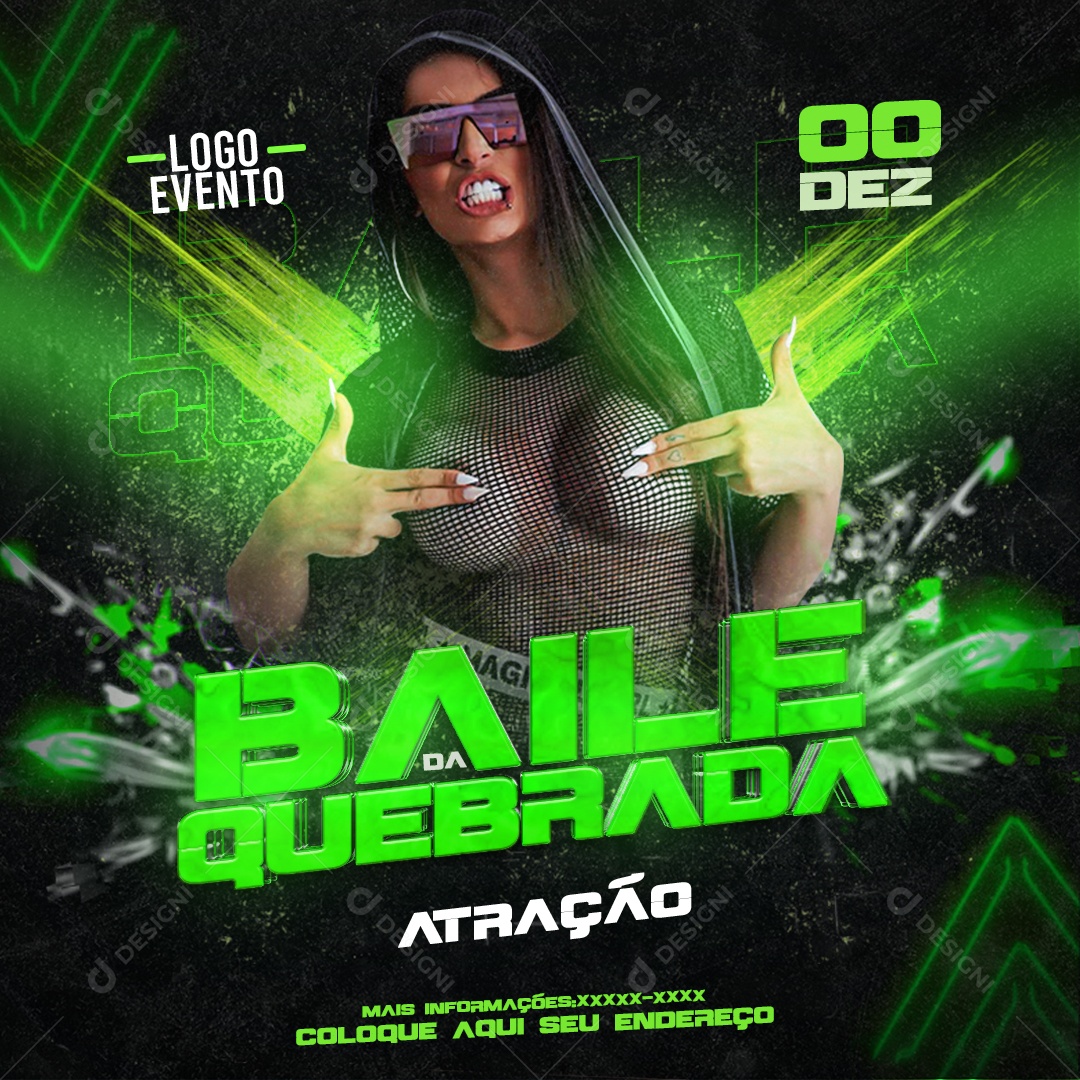 Flyer Baile da Quebrada Social Media PSD Editável