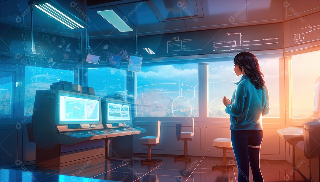 Mulher jovem inteligente mexendo em computadores tecnológico