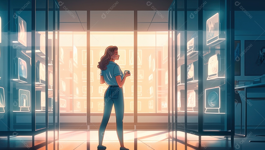 Mulher jovem inteligente mexendo em computadores tecnológico