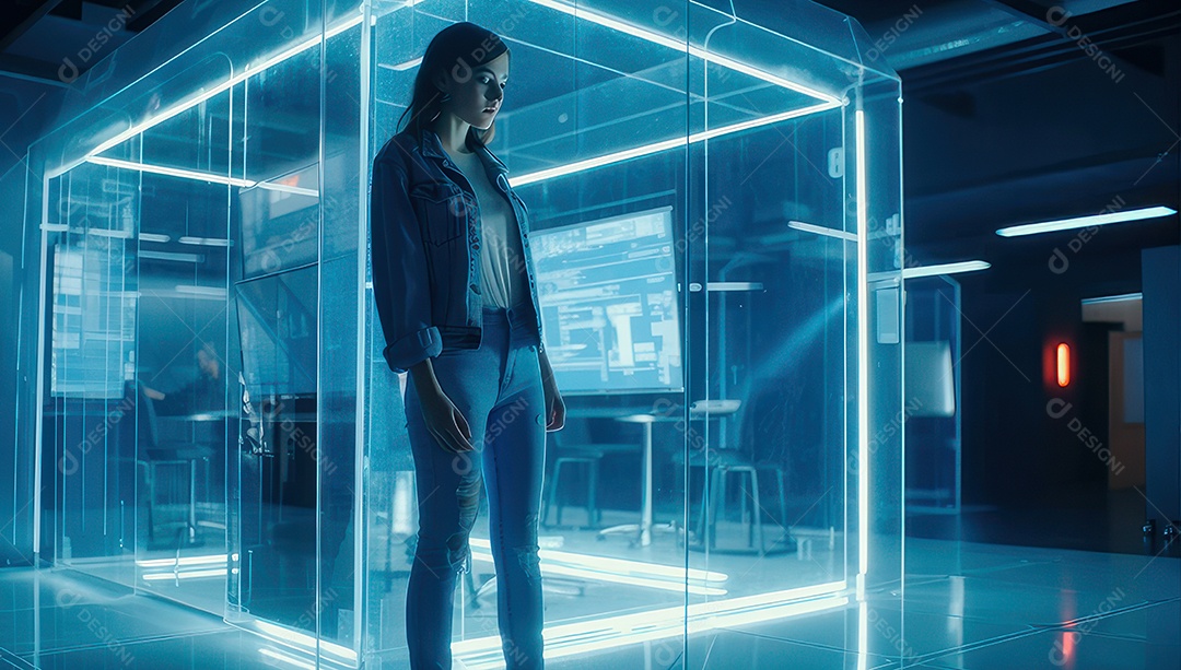 Mulher jovem inteligente mexendo em computadores tecnológico