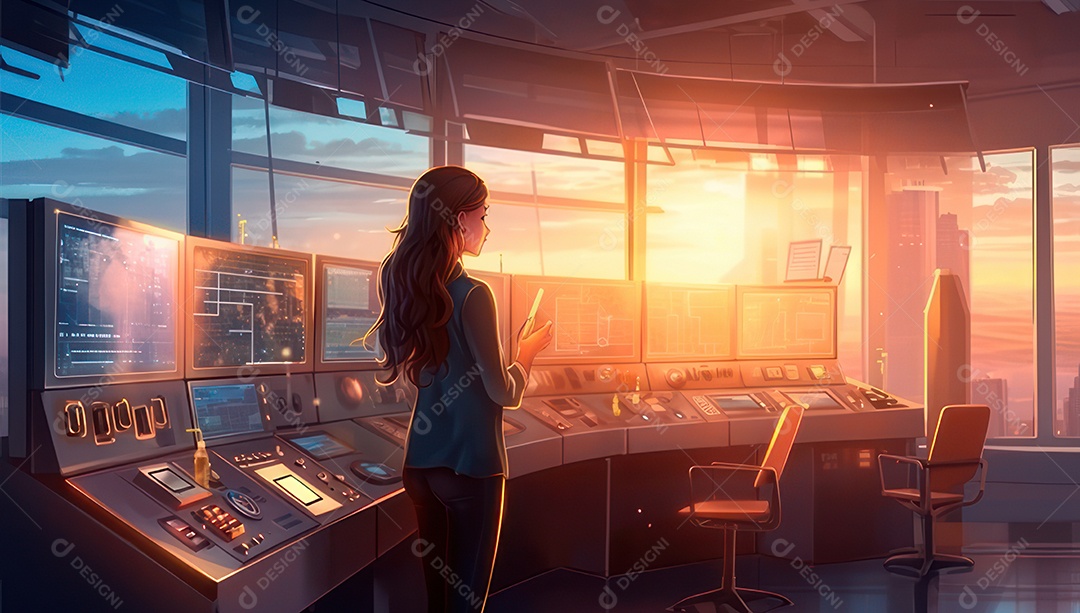 Mulher jovem inteligente mexendo em computadores tecnológico