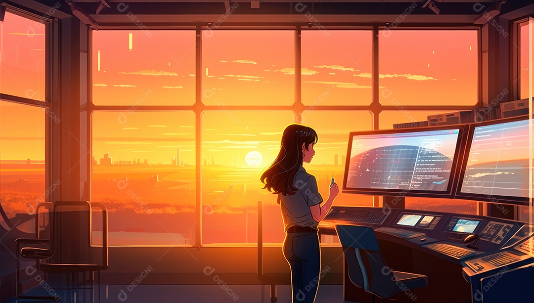 Mulher jovem inteligente mexendo em computadores tecnológico