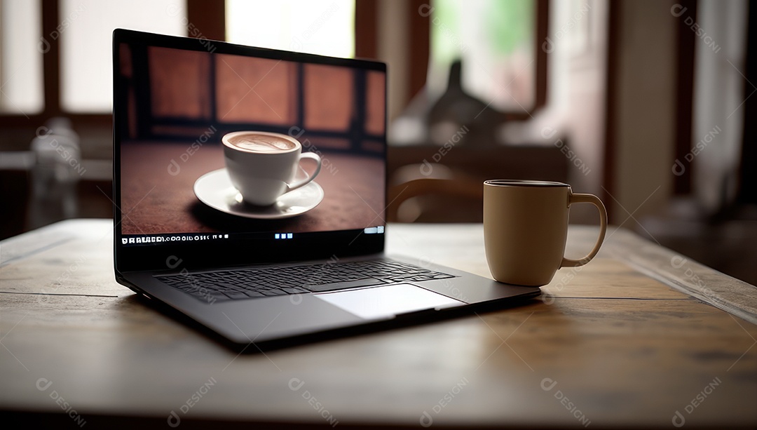Mesa de escritório sobre essa mesa um notebook
