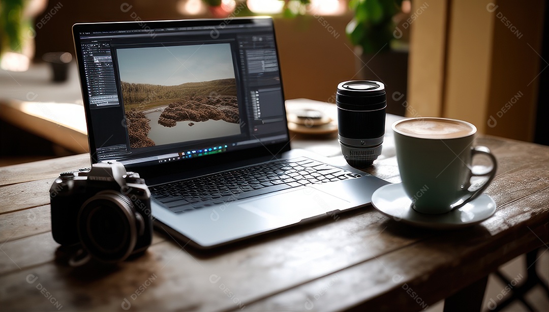 Mesa de escritório sobre essa mesa um notebook