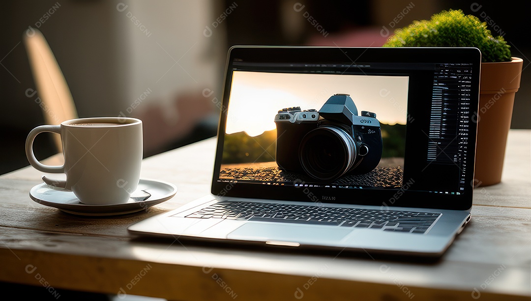Mesa de escritório sobre essa mesa um notebook