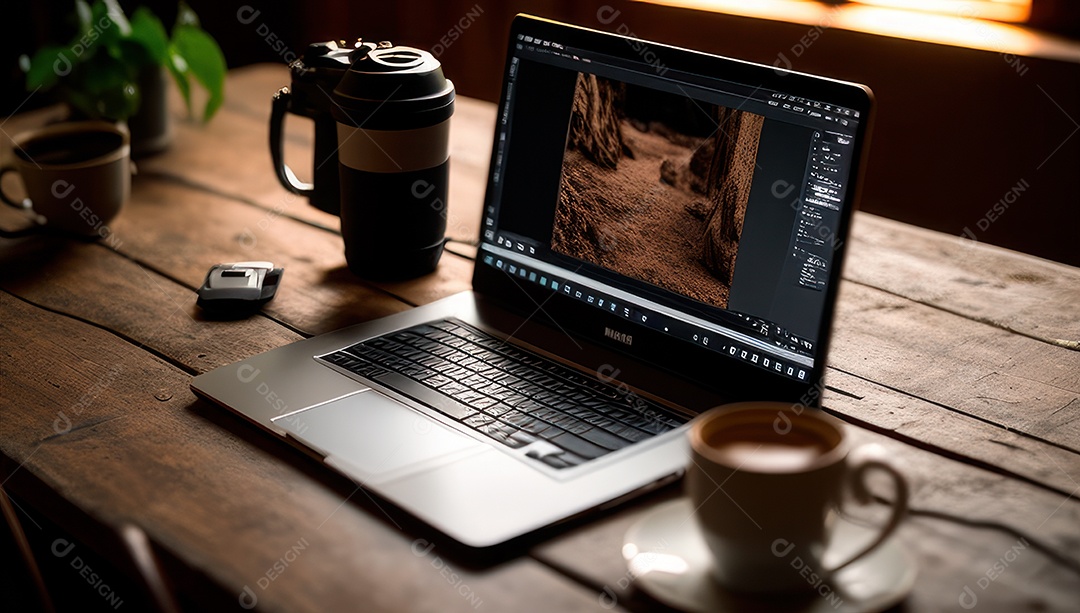 Mesa de escritório sobre essa mesa um notebook