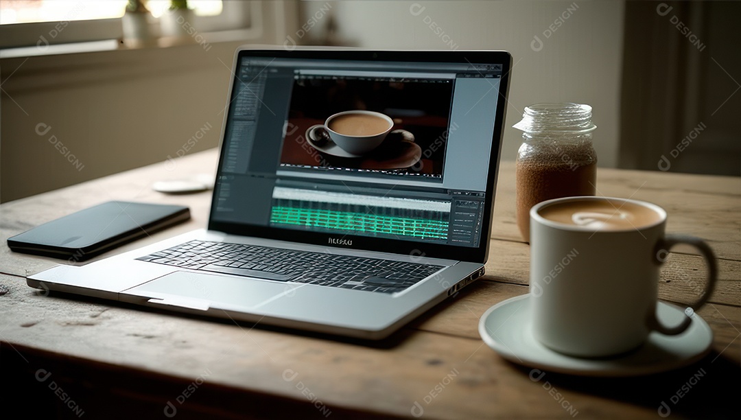 Mesa de escritório sobre essa mesa um notebook