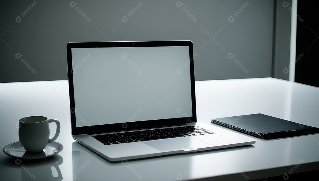 Mesa de escritório sobre essa mesa um notebook