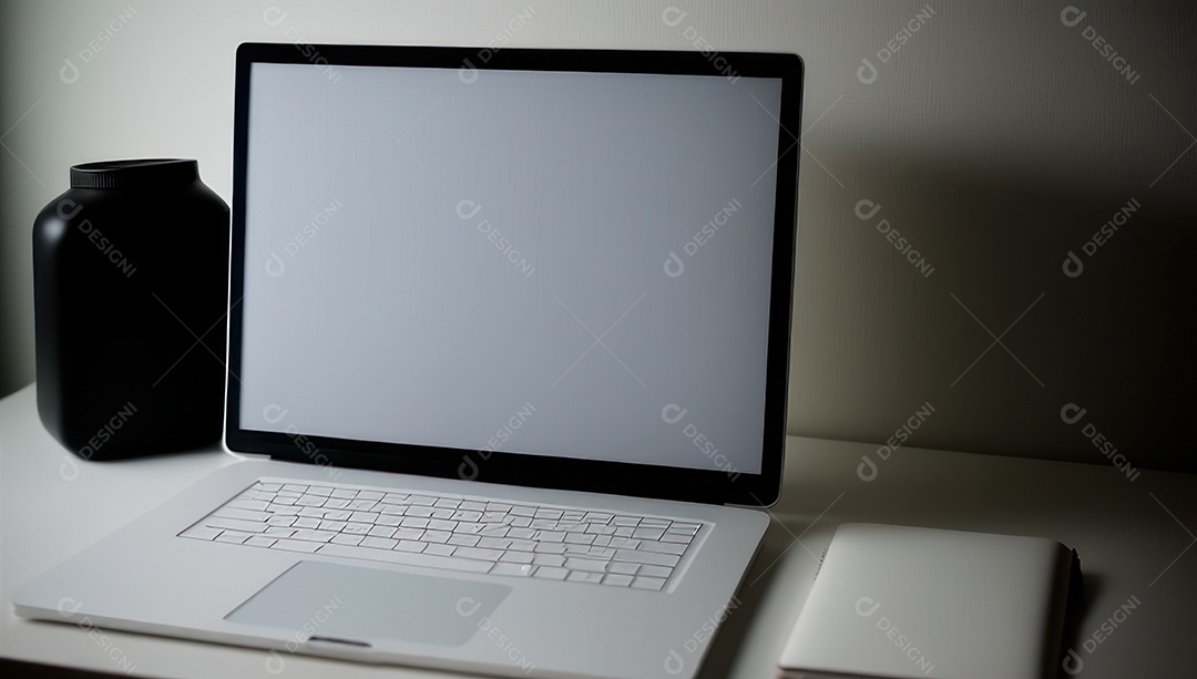 Mesa de escritório sobre essa mesa um notebook