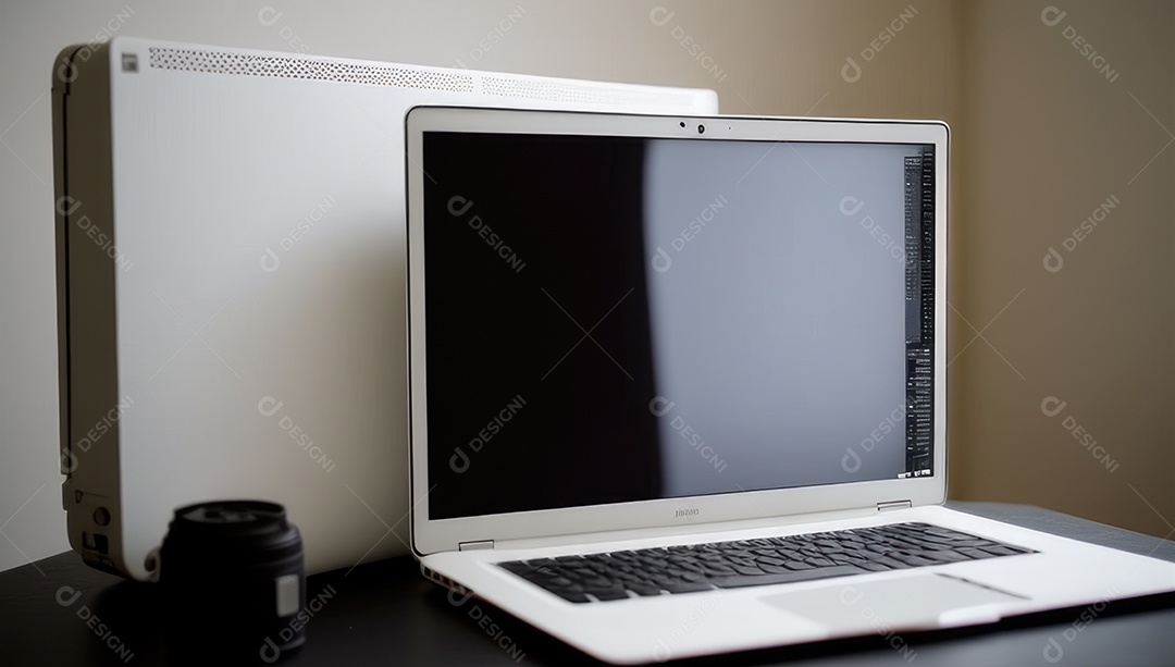 Mesa de escritório sobre essa mesa um notebook