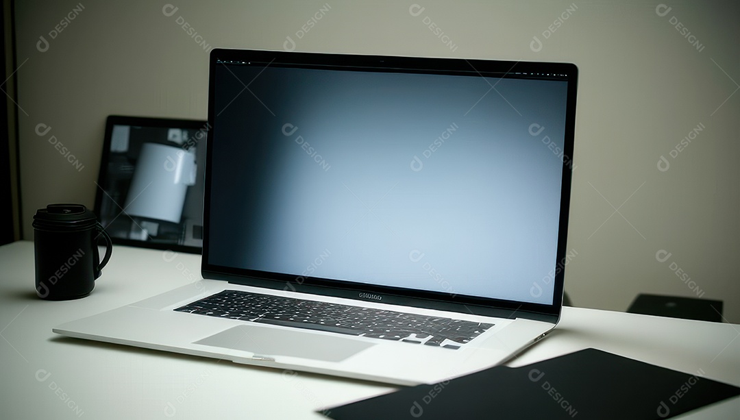 Mesa de escritório sobre essa mesa um notebook