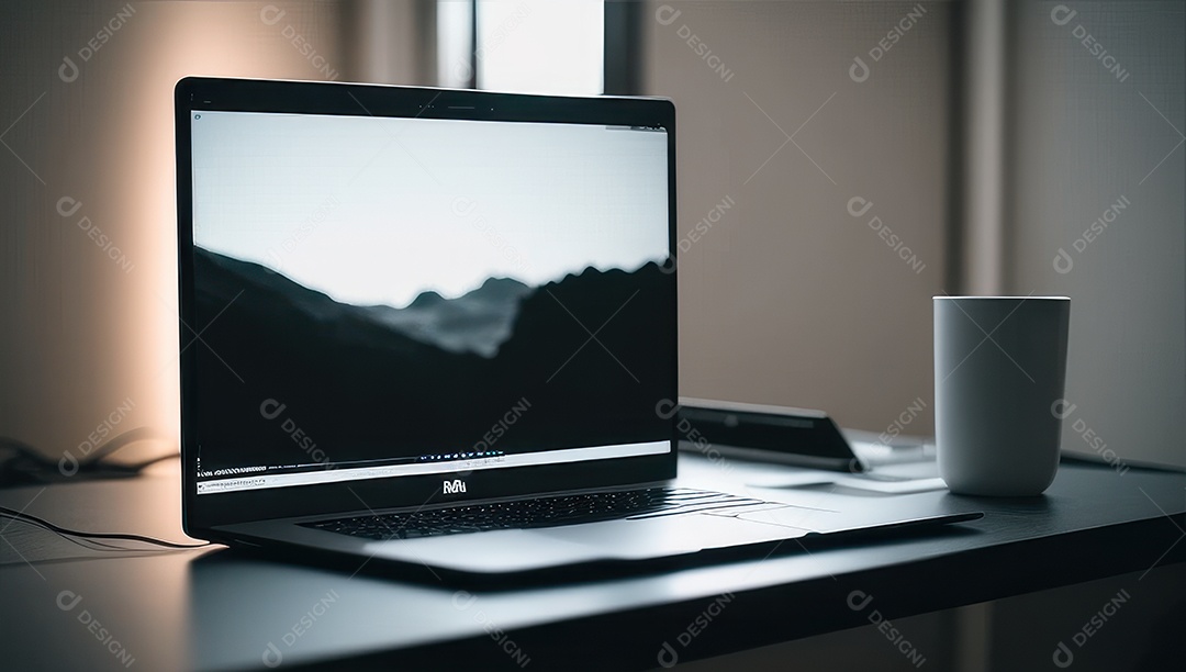 Mesa de escritório sobre essa mesa um notebook