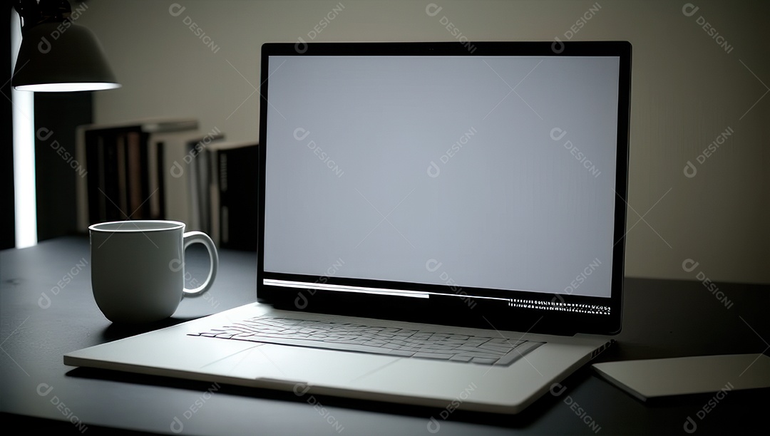 Mesa de escritório sobre essa mesa um notebook
