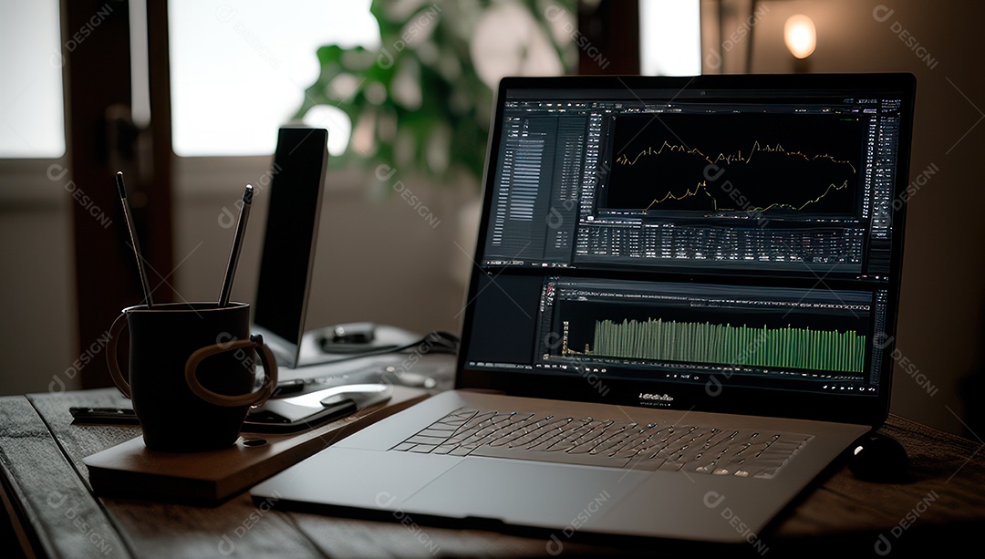 Mesa de escritório sobre essa mesa um notebook