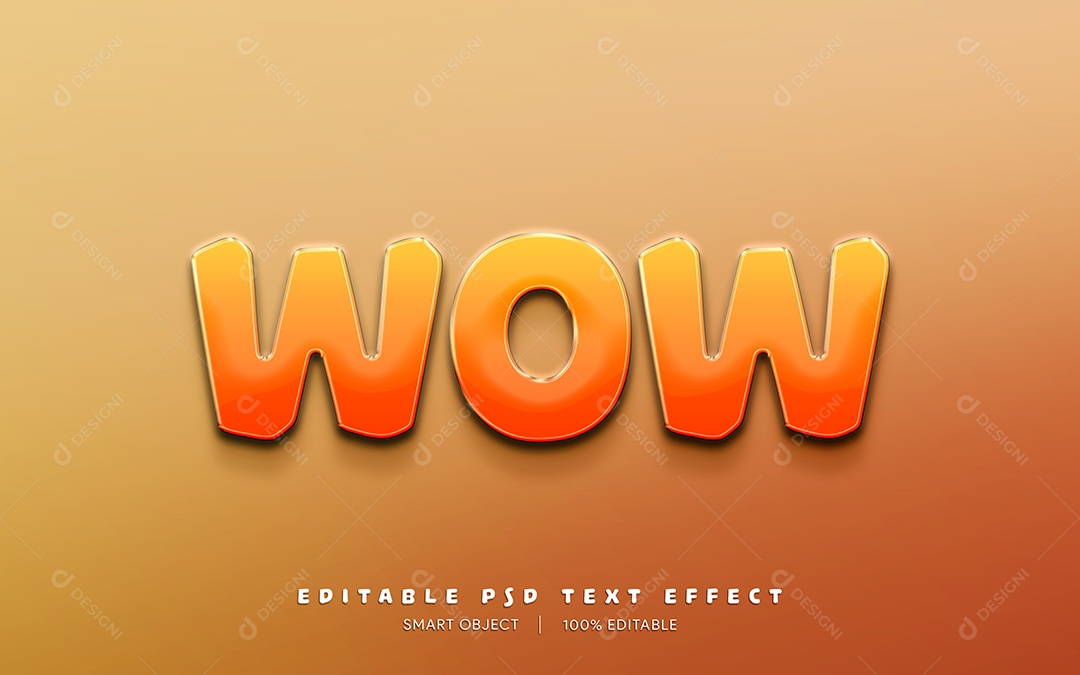 Efeito de Texto 3D Wow PSD Editável