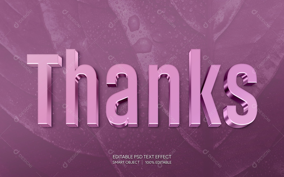 Efeito de Texto 3D Thanks PSD Editável