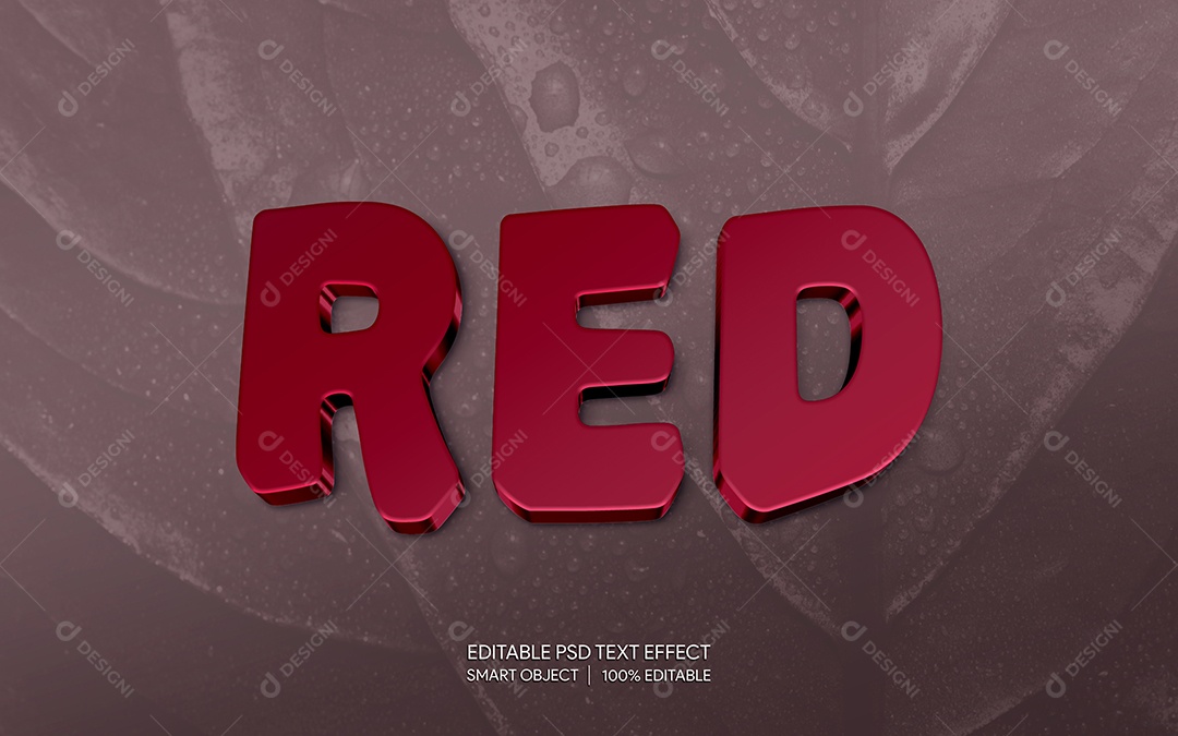 Efeito de Texto 3D Red PSD Editável