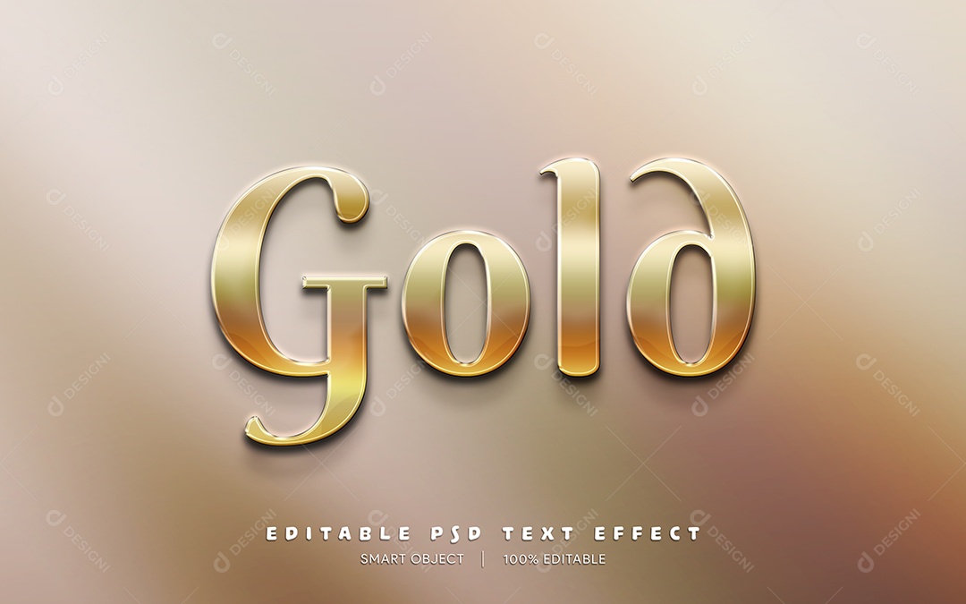 Efeito de Texto 3D Gold PSD Editável