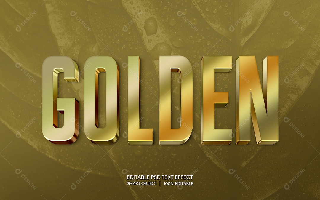 Efeito de Texto 3D Golden PSD Editável