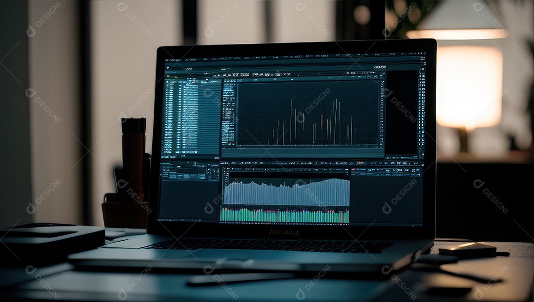 Mesa de escritório sobre essa mesa um notebook