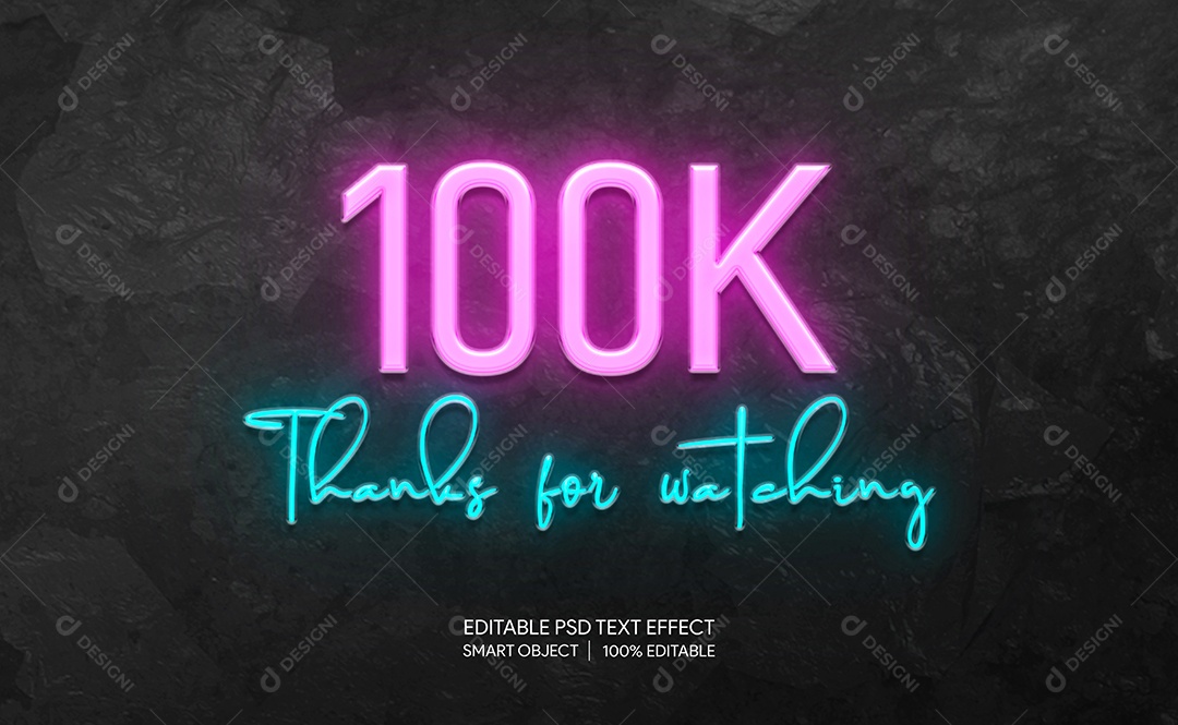 Efeito de Texto 3D  100k Thanks PSD Editável