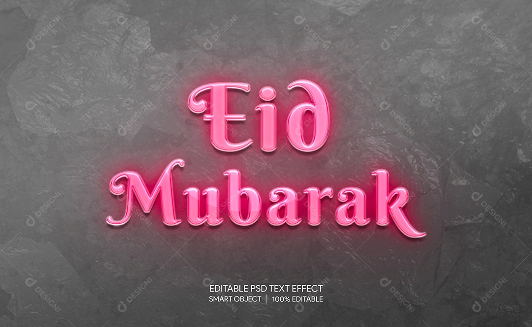 Efeito de Texto 3D Eid Mubarak PSD Editável